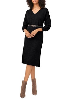 Vince Camuto Exposed Seam Long Sleeve Sweater Dress