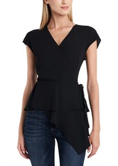 Vince Camuto Extended Shoulder Wrap Front Peplum Top