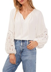 Vince Camuto Eyelet Detail Crêpe de Chine Top