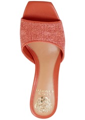 Vince Camuto Faiza Square Toe Kitten Heel Dress Sandals - Peach Pop Woven Raffia