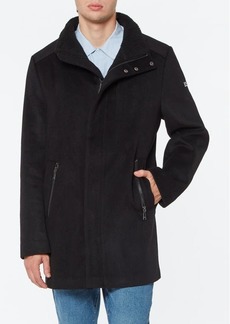 Vince Camuto Faux Shearling Trim Wool Blend Coat