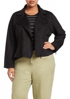 Vince Camuto Faux Suede Moto Jacket in Rich Black at Nordstrom