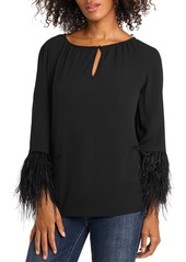 VINCE CAMUTO Feather Sleeve Keyhole Top