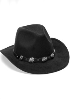 Vince Camuto Felted Cowboy Hat with Conch Belt - Black