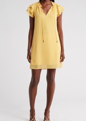 Vince Camuto Float Tie Front Chiffon Shift Dress in Yellow at Nordstrom Rack