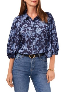 Vince Camuto Floral Balloon Sleeve Button-Up Top