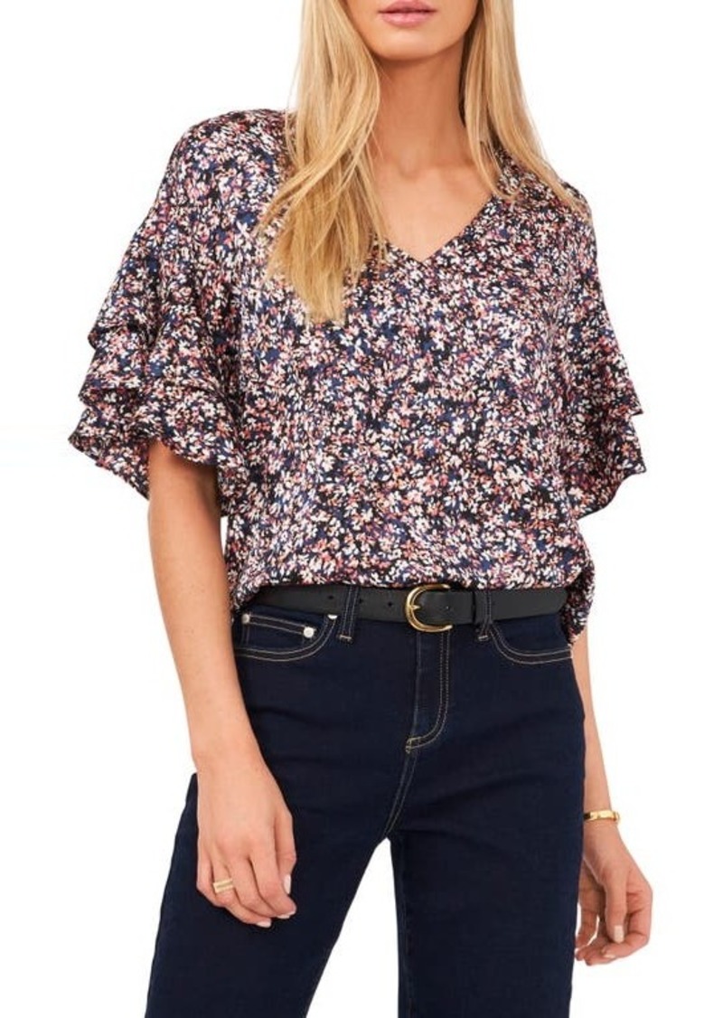 Vince Camuto Floral Ditsy Tiered Ruffle Sleeve Top