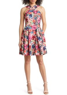 Vince Camuto Floral Fit & Flare Scuba Crepe Dress in Pink Multi at Nordstrom Rack