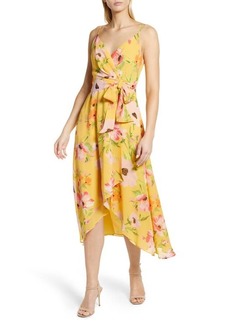 Vince Camuto Floral High-Low Chiffon Dress in Yellow at Nordstrom