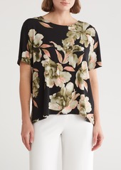 Vince Camuto Floral High-Low Knit Top in Black/Olive/Coral at Nordstrom Rack