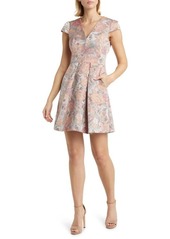 Vince Camuto Floral Jacquard Fit & Flare Dress