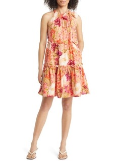 Vince Camuto Floral Linen Blend Trapeze Dress
