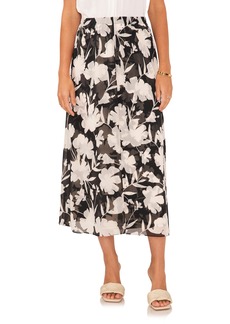 Vince Camuto Floral Midi Skirt in Rich Black at Nordstrom Rack