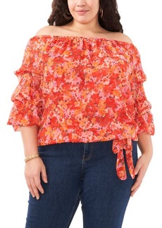 Vince Camuto Floral Off the Shoulder Bubble Sleeve Top