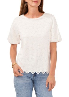 Vince Camuto Floral Openwork Puff Sleeve Top