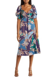 Vince Camuto Floral Paisley Satin Midi Dress in Navy Multi at Nordstrom Rack
