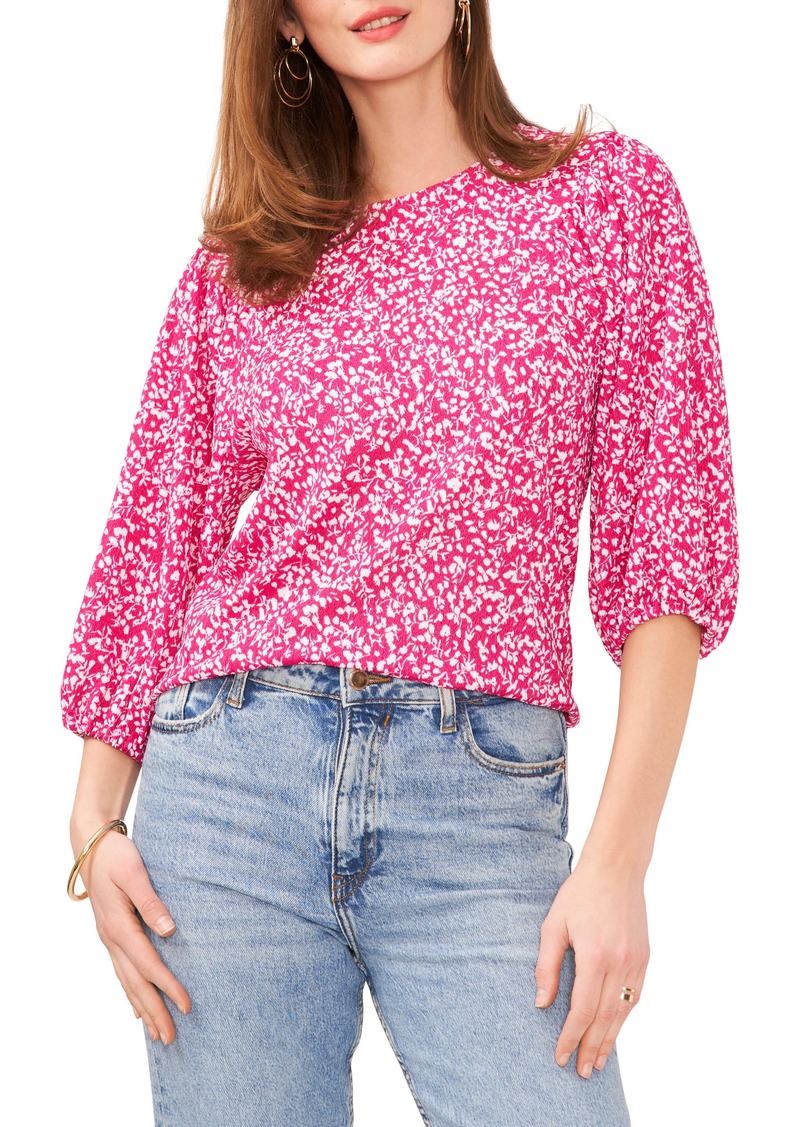 Vince Camuto Floral Print Puff Sleeve Top in Modern Pink at Nordstrom Rack