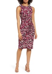 Vince Camuto Floral Print Ruched Body-Con Dress