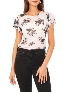 Vince Camuto Floral Print Ruffle Sleeve Top