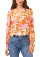 Vince Camuto Floral Print Tie Cuff Top
