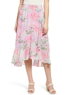 Vince Camuto Floral Ruffle Skirt in Brook Green at Nordstrom