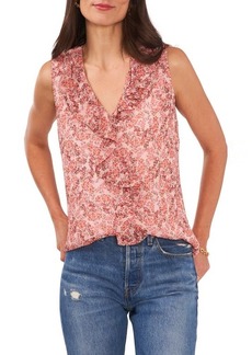 Vince Camuto Floral Ruffle Sleeveless Blouse in Fresh Pink at Nordstrom