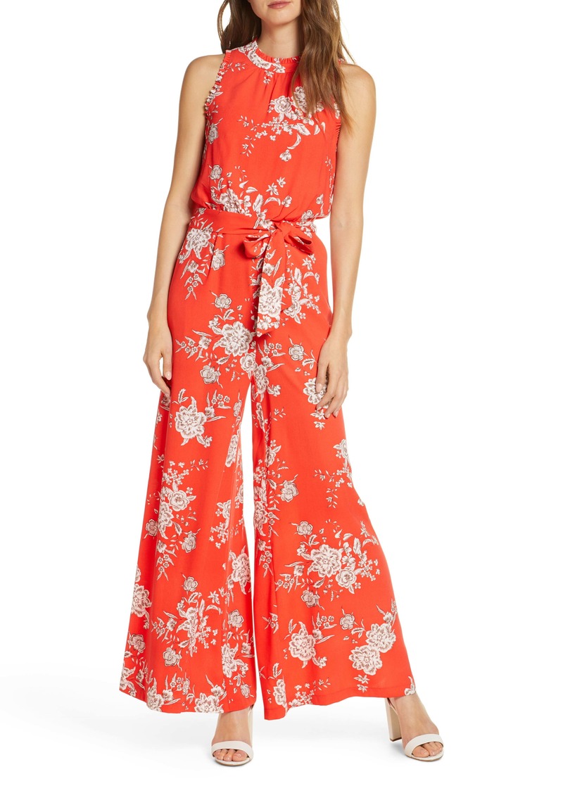 floral detail chiffon jumpsuit vince camuto