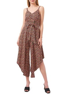 Vince Camuto Floral Tie Front Sundress in Rich Black at Nordstrom