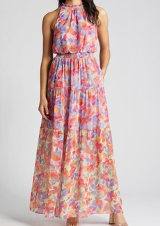Vince Camuto Floral Tiered Halter Neck Maxi Dress