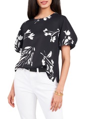 Vince Camuto Floral Whispers Puff Sleeve Crepe de Chine Blouse