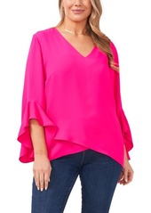 Vince Camuto Flutter Sleeve Crossover Georgette Tunic Top