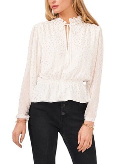 Vince Camuto Foil Dot Peplum Blouse in New Ivory at Nordstrom