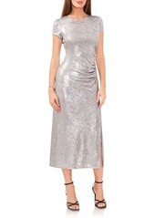 Vince Camuto Foil Ruched Cocktail Midi Dress