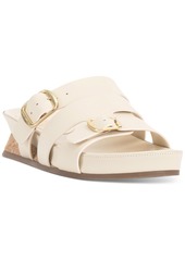 Vince Camuto Freoda Double Buckle Platform Slide Sandals - Creamy White Leather