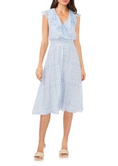 Vince Camuto Geometric Print Smocked Waist Midi Dress