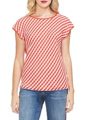 Vince Camuto Gingham Front Cap Sleeve Top