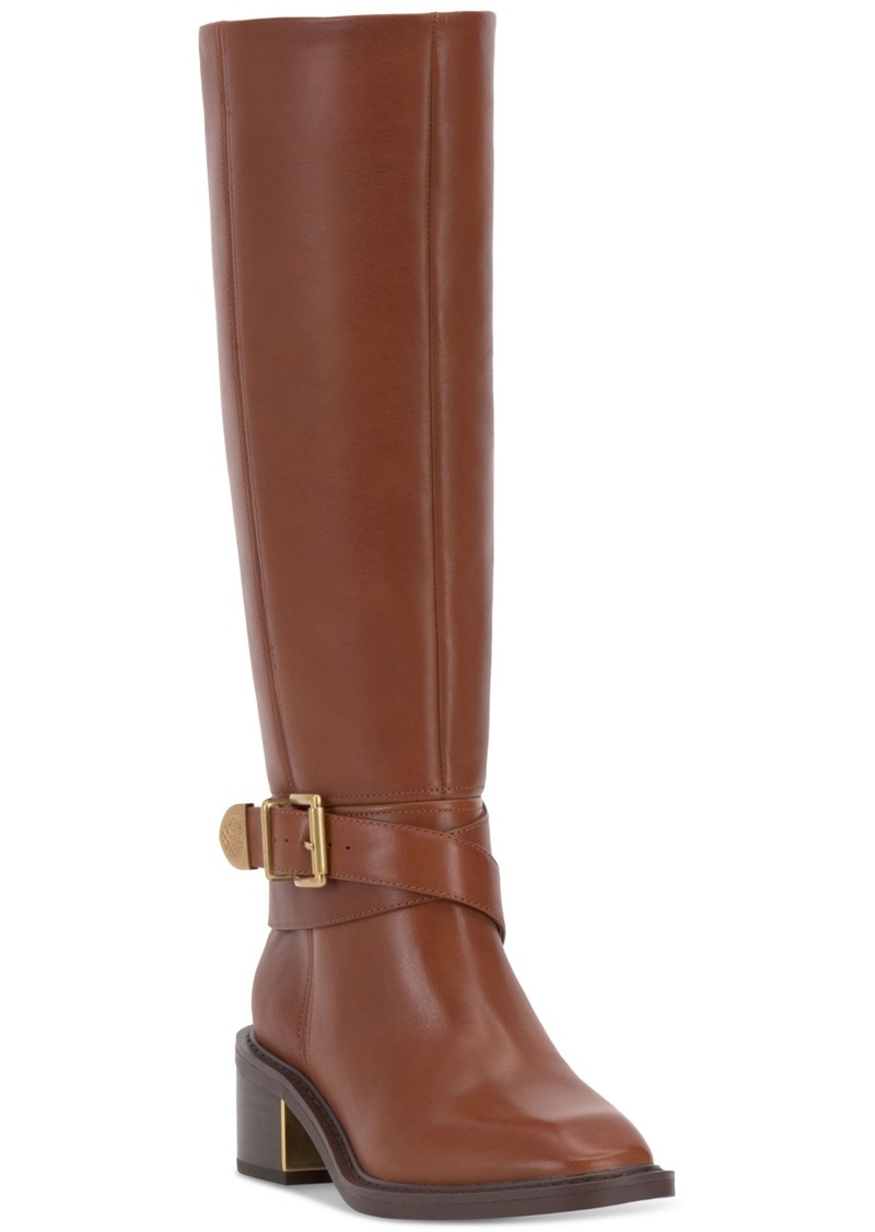 Vince Camuto Gini Buckled Knee-High Riding Boots - Whiskey