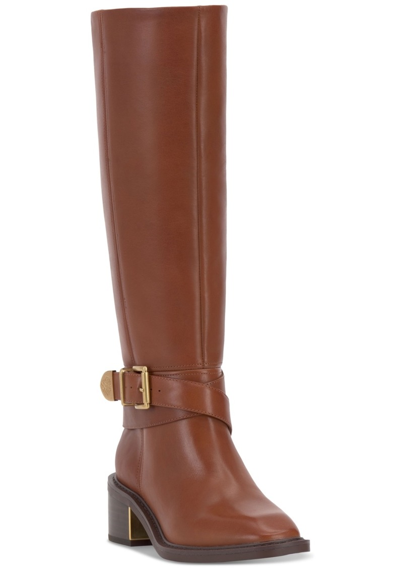 Vince Camuto Gini Extra Wide-Calf Buckled Knee-High Riding Boots - Whiskey