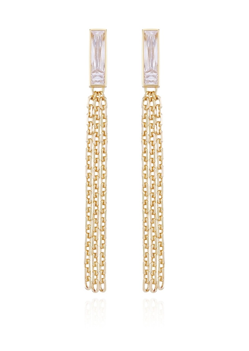 Vince Camuto Gold-Tone Glass Stone Baguette Fringe Drop Earrings - Gold
