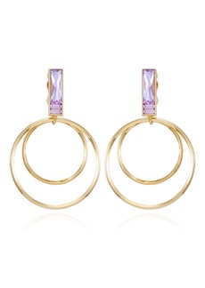 Vince Camuto Gold-Tone Glass Stone Door Knocker Clip On Earrings - Gold