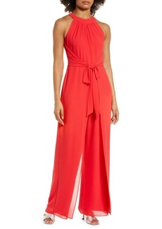 Vince Camuto Halter Neck Chiffon Jumpsuit in Strawberry at Nordstrom