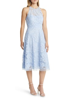 Vince Camuto Halter Neck Lace Midi Dress in Blue at Nordstrom Rack