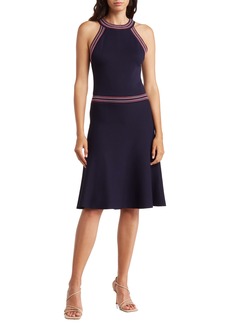 Vince Camuto Halter Neck Sleeveless Fit & Flare Dress in Navy at Nordstrom Rack