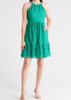 Vince Camuto Halter Neck Sleeveless Lace Dress in Kelly at Nordstrom Rack