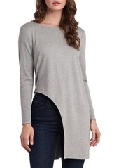 Vince Camuto High/Low Cutout Long Sleeve Tunic in Medium Heather Grey at Nordstrom