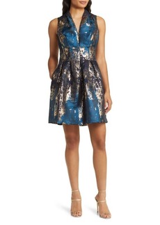 Vince Camuto Jacquard Sleeveless Fit & Flare Cocktail Dress