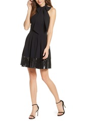 Vince Camuto Bow Neck Fit & Flare Dress