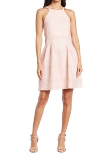 Vince Camuto Lace Halter Neck Fit & Flare Dress in Blush at Nordstrom Rack