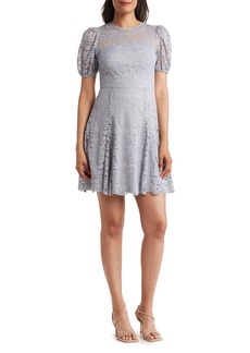 Vince Camuto Lace Puff Sleeve Fit & Flare Dress in Grey at Nordstrom Rack
