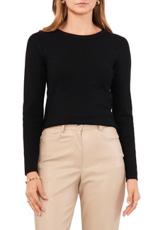 Vince Camuto Lace Trim Back Cutout Sweater in Rich Black at Nordstrom Rack